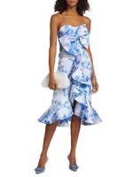 Stephanie Floral Bow Midi-Dress