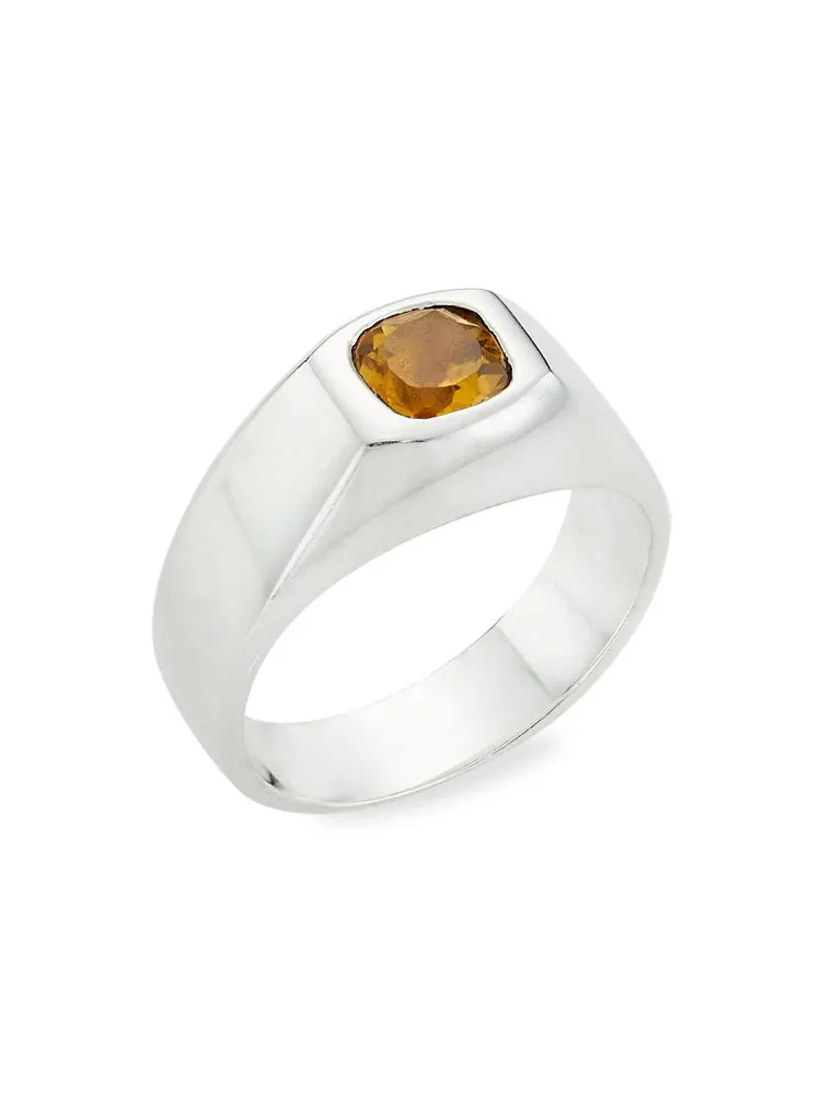 Essentials Sterling Silver & Citrine Signet Ring