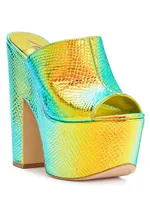 Skye Metallic Snakeskin-Embossed Platforms