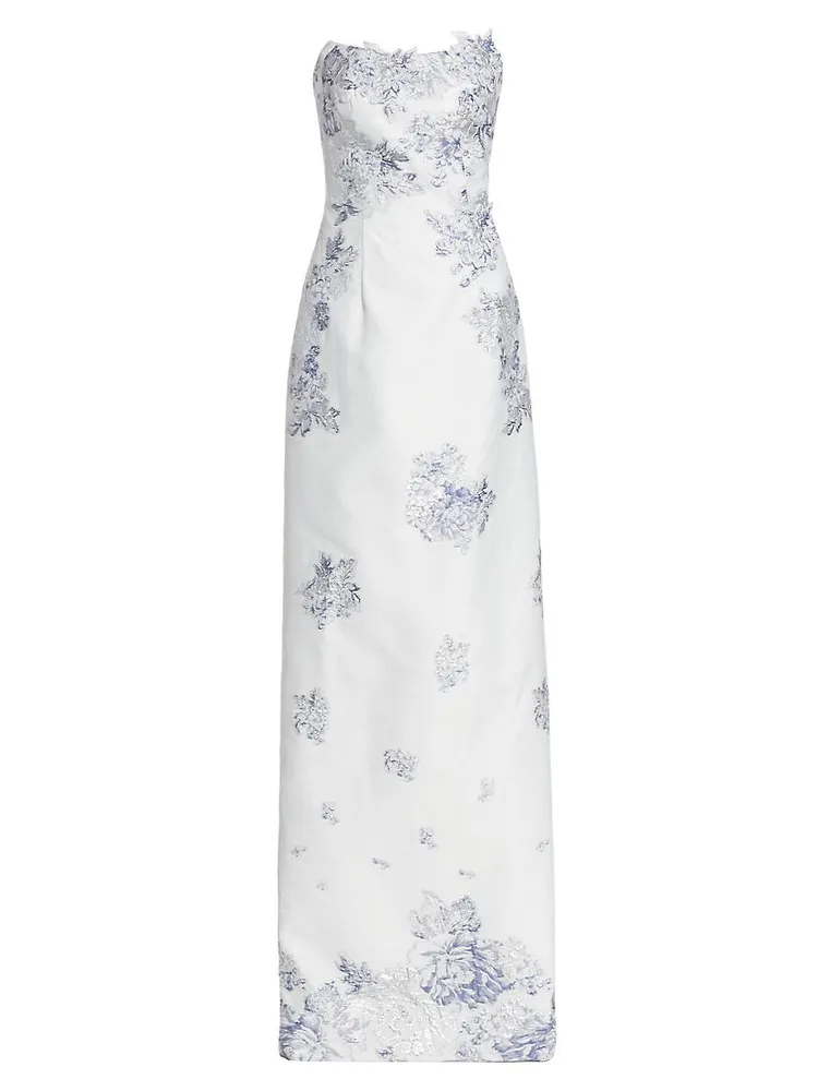 Strapless Floral Jacquard Mermaid Gown