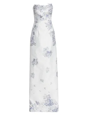 Strapless Floral Jacquard Mermaid Gown