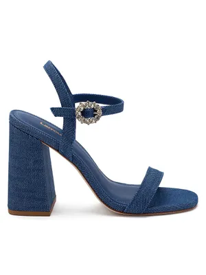 Selena 105MM Denim Block-Heel Sandals