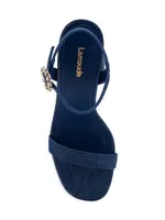 Selena 105MM Denim Block-Heel Sandals