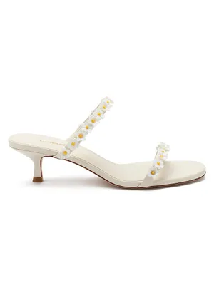 Goldie 45MM Flower Appliqué Leather Mules