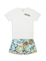 Baby Boy's,Little Boy's & Tropical-Print Swim Trunks