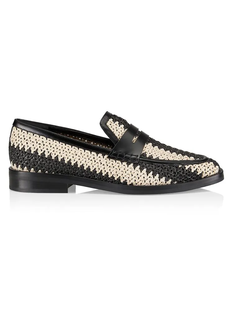 Alexa Raffia & Leather Penny Loafers