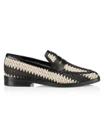 Alexa Raffia & Leather Penny Loafers