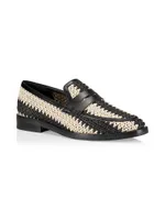 Alexa Raffia & Leather Penny Loafers