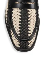 Alexa Raffia & Leather Penny Loafers