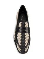 Alexa Raffia & Leather Penny Loafers