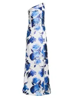 Eve Dolan Floral One-Shoulder Gown