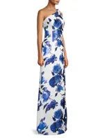 Eve Dolan Floral One-Shoulder Gown