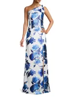 Eve Dolan Floral One-Shoulder Gown