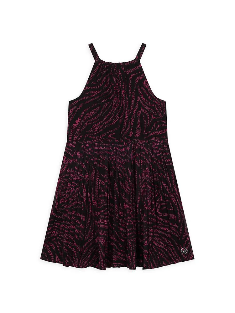 Little Girl's & Logo Print Sleeveless Dress