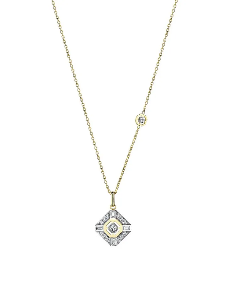 Focus Two-Tone 14K Gold & 0.32 TCW Diamond Pendant Necklace