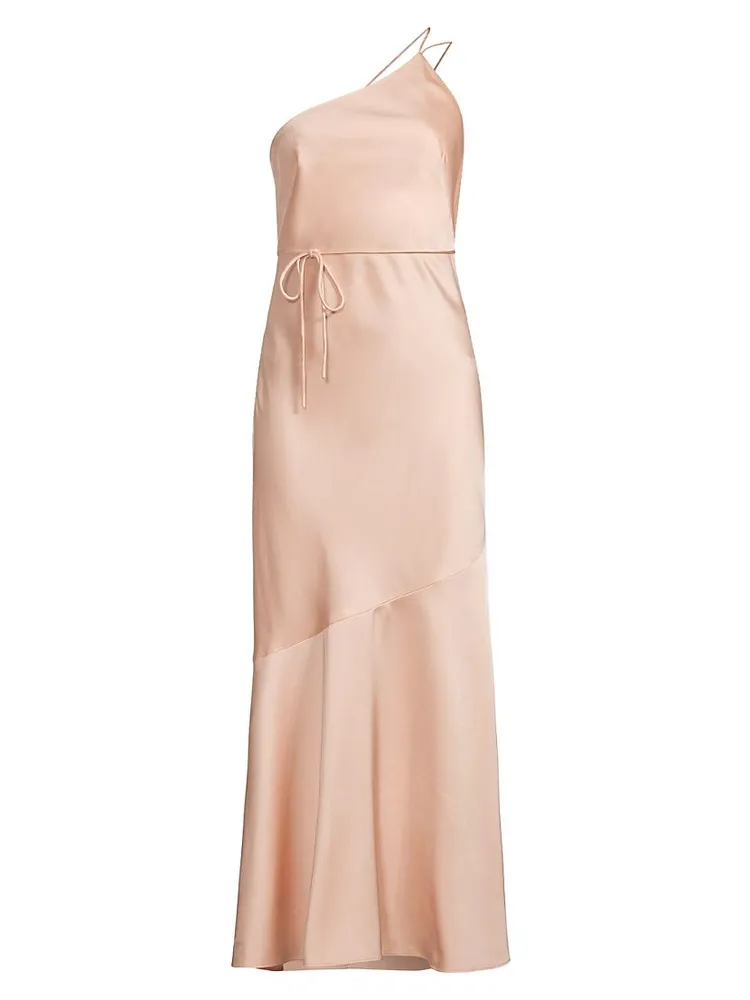 Lana One-Shoulder Satin Midi-Dress