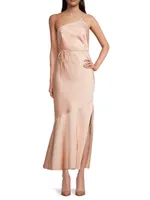 Lana One-Shoulder Satin Midi-Dress