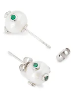 The Green Polka Dot Freshwater Pearl & Cubic Zirconia Earrings