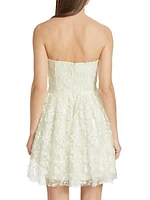 Strapless Embroidered Tulle Minidress