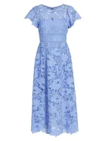 Chiffon Lace Midi-Dress