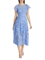 Chiffon Lace Midi-Dress