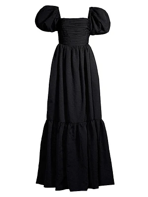 Medeline Puff-Sleeve Maxi Dress