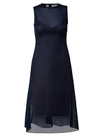 Techno Grid Mesh Midi Dress