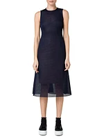 Techno Grid Mesh Midi Dress