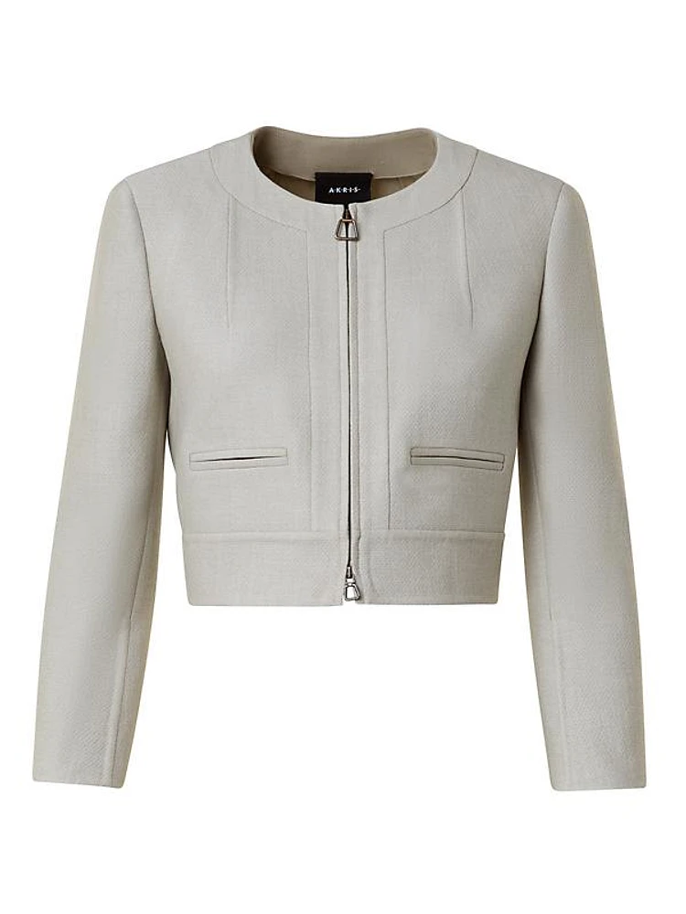 Wool Crêpe Short Zip Jacket