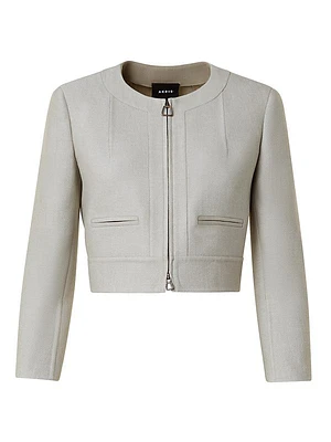 Wool Crêpe Short Zip Jacket