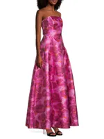 Zofia Strapless Printed Gown