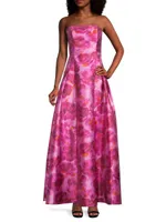 Zofia Strapless Printed Gown