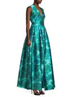 Brooke Printed Mikado Gown