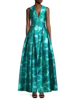 Brooke Printed Mikado Gown