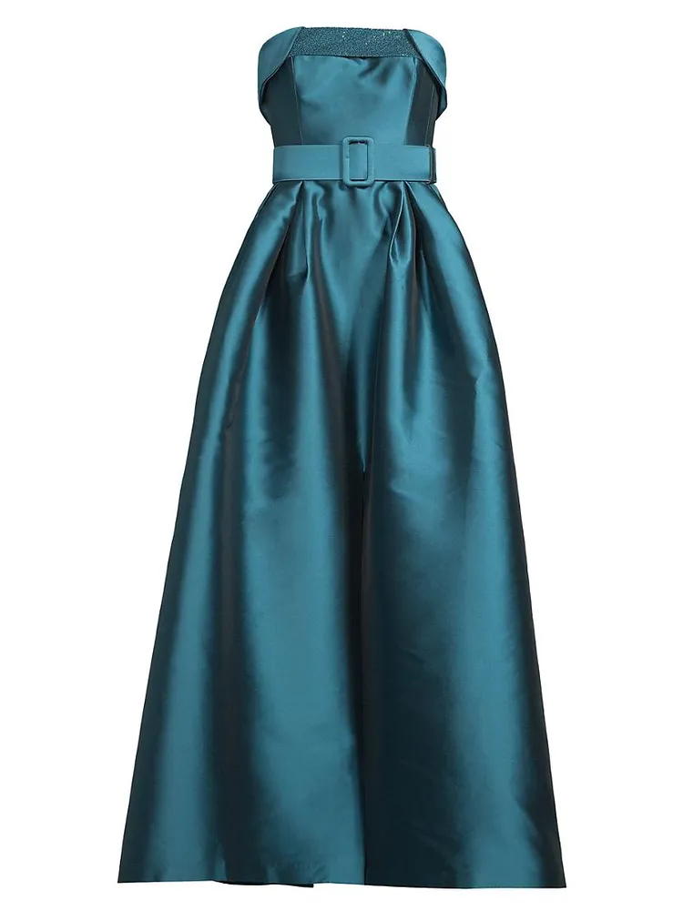 Ceri Strapless Belted Satin Gown