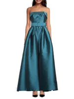 Ceri Strapless Belted Satin Gown