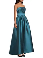 Ceri Strapless Belted Satin Gown