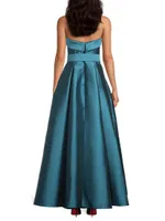 Ceri Strapless Belted Satin Gown