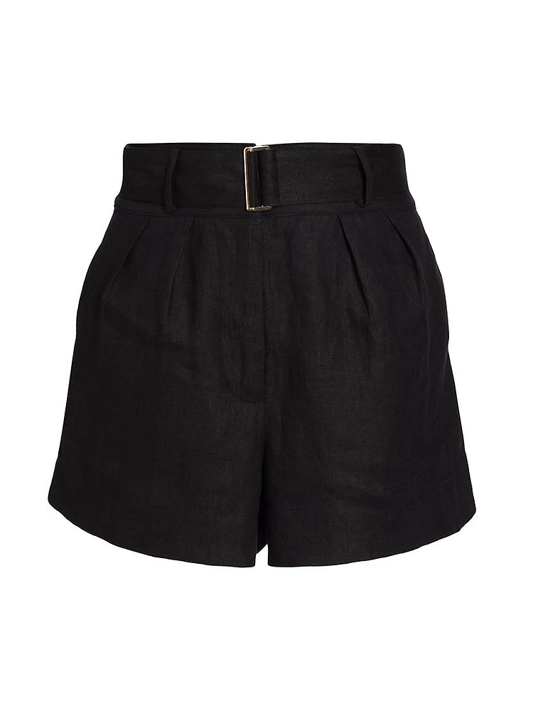 Zinna Belted Linen Shorts