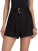 Zinna Belted Linen Shorts