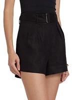 Zinna Belted Linen Shorts