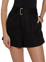 Zinna Belted Linen Shorts