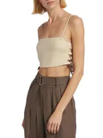 Luisa Lace-Up Linen Crop Top