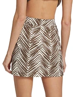 Maeve Printed Wrap Miniskirt