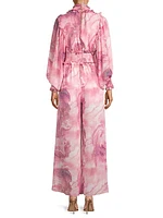 Poetic Chivalry Marble Ruffled Jumpsuit