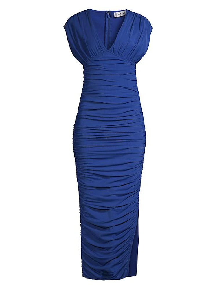 Lori Ruched Jersey Midi-Dress