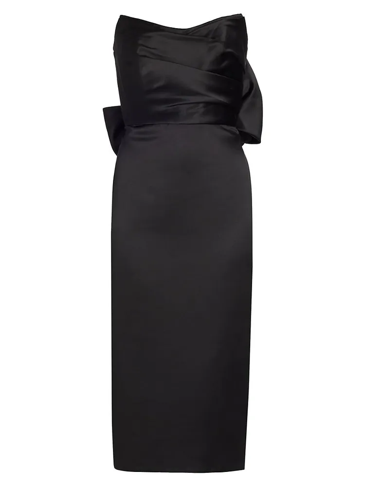 Duchess Satin Bow-Back Midi-Dress