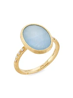 Siviglia 18K Yellow Gold, Aquamarine & 0.06 TCW Diamond Ring