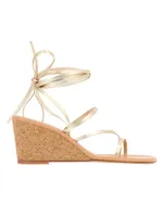 Lithi Metallic Leather Wedge Sandals