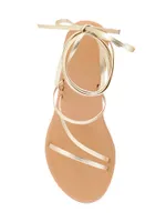 Lithi Metallic Leather Wedge Sandals